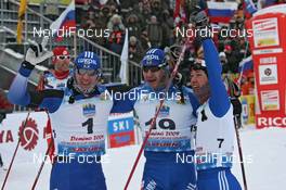 31.01.2009, Rybisnk, Russia (RUS): group, l-r Anton Gafarov (RUS), Alexei Petukhov (RUS), Madshus, Adidas, Swix, Andrey Parfenov (RUS), Fischer, Rottefella, Alpina, Swix  - FIS world cup cross-country, individual sprint, Rybinsk (RUS). www.nordicfocus.com. © Hemmersbach/NordicFocus. Every downloaded picture is fee-liable.