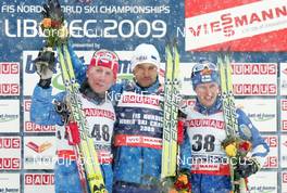20.02.2009, Liberec, Czech Republic (CZE): l-r Lukas Bauer (CZE), Fischer, Rottefella, Alpina, Swix, Toko, Andrus Veerpalu (EST), Fischer, Salomon, Swix , Matti Heikkinen (FIN) Fischer - FIS nordic world ski championships, cross-country, 15km men, Liberec (CZE). www.nordicfocus.com. © Domanski/NordicFocus. Every downloaded picture is fee-liable.