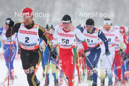 22.02.2009, Liberec, Czech Republic (CZE): group, l-r Axel Teichmann (GER), Madshus, Rottefella, Swix, adidas, Toko, Alexander Lasutkin (BLR), Fischer, Rottefella, Swix  - FIS nordic world ski championships, cross-country, pursuit men, Liberec (CZE). www.nordicfocus.com. © Hemmersbach/NordicFocus. Every downloaded picture is fee-liable.