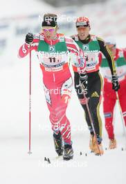 27.02.2009, Liberec, Czech Republic (CZE): group , l-r , Devon Kershaw (CAN), Fischer, Salomon, Swix , Jens Filbrich (GER), Rossignol, Rottefella, One Way, adidas  - FIS nordic world ski championships, cross-country, 4x10km men, Liberec (CZE). www.nordicfocus.com. © Domanski/NordicFocus. Every downloaded picture is fee-liable.