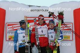21.11.2009, Beitostoelen, Norway (NOR): l-r: Vincent Vittoz (FRA), Rossignol, Rottefella, One Way, Odlo, Ronny Andre Hafsaas (NOR), Madshus, Rottefella, Swix, Matti Heikkinen (FIN), Fischer, Rottefella, Alpina, Exel - FIS world cup cross country, 15km men, Beitostoelen (NOR). www.nordicfocus.com. © NordicFocus. Every downloaded picture is fee-liable.