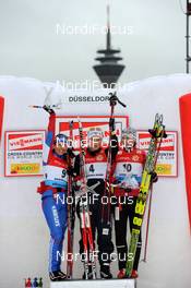 05.12.2009, Duesseldorf, Germany (GER): l-r: Natalia Korosteleva (RUS), Madshus, Rottefella, Swix, adidas, Hanna Falk (SWE), Atomic, Swix, Vesna Fabjan (SLO), Fischer, Rottefella, Alpina, Swix   - FIS world cup cross-country, individual sprint, Duesseldorf. www.nordicfocus.com. © NordicFocus. Every downloaded picture is fee-liable.