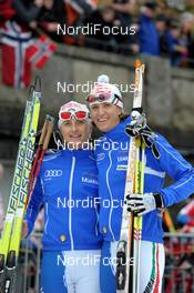 06.12.2009, Duesseldorf, Germany (GER): l-r: Arianna Follis (ITA), Fischer, Salomon, Swix, Magda Genuin (ITA), Rossignol, Rottefella, One Way, Yoko  - FIS world cup cross-country, team sprint, Duesseldorf. www.nordicfocus.com. © Felgenhauer/NordicFocus. Every downloaded picture is fee-liable.