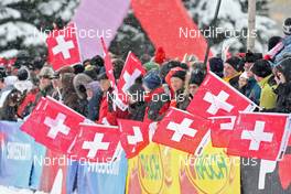 12.12.2009, Davos, Switzerland (SUI): feature, spectators with swiss flags  - FIS world cup cross-country, 15km men, Davos (SUI). www.nordicfocus.com. © Hemmersbach/NordicFocus. Every downloaded picture is fee-liable.