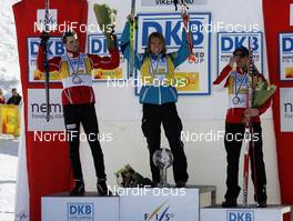 15.03.2009, Vikersund, Norway (NOR): overall podium: l-r: Magnus Moan (NOR), Madshus, Rottefella, Anssi Koivuranta (FIN), Fischer, Rottefella, Bill Demong (USA), Atomic  - FIS world cup nordic combined, individual gundersen HS117/10km, Vikersund (NOR). www.nordicfocus.com. © Felgenhauer/NordicFocus. Every downloaded picture is fee-liable.