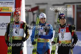 15.03.2009, Vikersund, Norway (NOR): overall worldcup, place 4-6, l-r:  Bjoern Kircheisen (GER), Fischer, Rottefella,Francois Braud (FRA), Fischer, Rottefella, Mario Stecher (AUT), Fischer, Rottefella  - FIS world cup nordic combined, individual gundersen HS117/10km, Vikersund (NOR). www.nordicfocus.com. © Felgenhauer/NordicFocus. Every downloaded picture is fee-liable.