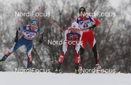 28.02.2009, Liberec, Czech Republic (CZE): group l-r: Jaakko Tallus (FIN), Fischer, Rottefella, Jason Myslicki (CAN), Fischer, Exel, Christoph Bieler (AUT), Atomic, Leki  - FIS nordic world ski championships, nordic combined, individual gundersen LH HS134/10km, Liberec (CZE). www.nordicfocus.com. © Hemmersbach/NordicFocus. Every downloaded picture is fee-liable.