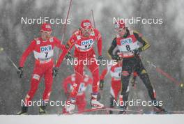 19.02.2009, Liberec, Czech Republic (CZE): group, l-r Jan Schmid (NOR), Johnny Spillane (USA), Atomic , Tino Edelmann (GER), Elan, Madshus, Rottefella, adidas  - FIS nordic world ski championships, nordic combined, mass HS100/10km, Liberec (CZE). www.nordicfocus.com. © Domanski/NordicFocus. Every downloaded picture is fee-liable.