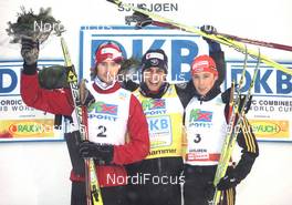 05.12.2009, Lillehammer, Norway (NOR): l-r: Petter Tande (NOR), Fischer, Rottefella, Jason Lamy-Chappuis (FRA), Fischer, Rottefella, Eric Frenzel (GER), Fischer, Salomon, adidas  - FIS world cup nordic combined, individual gundersen 10km, Lillehammer (NOR). www.nordicfocus.com. © Domanski/NordicFocus. Every downloaded picture is fee-liable. 