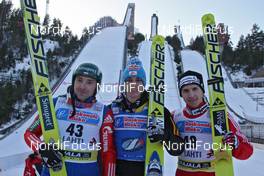 08.03.2009, Lahti, Finland (FIN): group, l-r Dimitry Vassiliev (RUS), Fischer, Gregor Schlierenzauer (AUT), Fischer, Simon Ammann (SUI), Fischer, adidas  - FIS world cup ski jumping, individual HS 97, Lahti (FIN). www.nordicfocus.com. © Hemmersbach/NordicFocus. Every downloaded picture is fee-liable.