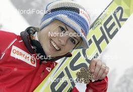 20.02.2009, Liberec, Czech Republic (CZE): Anette Sagen (NOR), bronze medal - FIS nordic world ski championships, ski jumping women, medals, Liberec (CZE). www.nordicfocus.com. © Furtner/NordicFocus. Every downloaded picture is fee-liable.