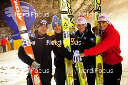 27.11.2009, Kuusamo, Finland (FIN): Austrian Team, l-r: Wolfgang Loitzl, Gregor Schlierenzauer, Thomas Morgenstern, Andreas Kofler - FIS world cup ski jumping, team HS142, Kuusamo (FIN). www.nordicfocus.com. © NordicFocus. Every downloaded picture is fee-liable.