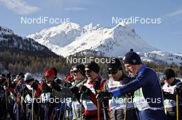 08.03.2009, Scuol, Switzerland (SUI): awaiting the start - Worldloppet FMC, Engadin, Scuol (SUI). www.nordicfocus.com. © Felgenhauer/NordicFocus. Every downloaded picture is fee-liable.
