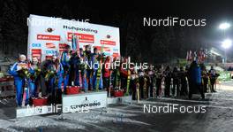 15.01.2010, Ruhpolding, Germany (GER): complete podium - IBU world cup biathlon, relay women, Ruhpolding (GER). www.nordicfocus.com. © Felgenhauer/NordicFocus. Every downloaded picture is fee-liable.