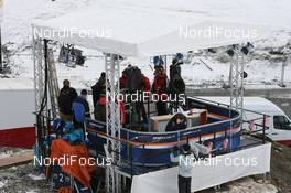 21.03.2010, Holmenkollen, Norway (NOR): The ARD presenter stage - IBU world cup biathlon, mass women, Holmenkollen (NOR). www.nordicfocus.com. © Manzoni/NordicFocus. Every downloaded picture is fee-liable.