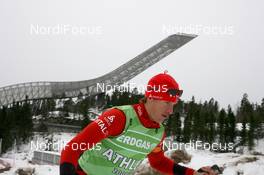 17.03.2010, Holmenkollen, Norway (NOR): Lars Berger (NOR), Madshus, Rottefella, Odlo - IBU world cup biathlon, training, Holmenkollen (NOR). www.nordicfocus.com. © Manzoni/NordicFocus. Every downloaded picture is fee-liable.