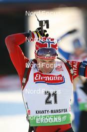 26.03.2010, Khanty-Mansiysk, Russia (RUS): Ole Einar Bjoerndalen (NOR), Madshus, Rottefella, Odlo - IBU world cup biathlon, sprint men, Khanty-Mansiysk (RUS). www.nordicfocus.com. © Manzoni/NordicFocus. Every downloaded picture is fee-liable.