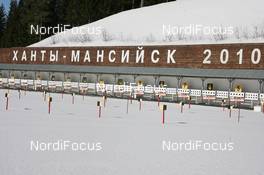 24.03.2010, Khanty-Mansiysk, Russia (RUS): The shooting range with the targets - IBU world cup biathlon, training, Khanty-Mansiysk (RUS). www.nordicfocus.com. © Manzoni/NordicFocus. Every downloaded picture is fee-liable.
