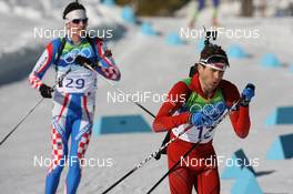 18.02.2010, Whistler, Canada (CAN): Ole Einar Bjoerndalen (NOR), Madshus, Rottefella, Odlo leads Jakov Fak (CRO), Fischer, Rottefella, Alpina, Exel - Olympic Winter Games Vancouver 2010, biathlon, individual men, Whistler (CAN). www.nordicfocus.com. © NordicFocus. Every downloaded picture is fee-liable.