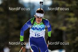 21.02.2010, Whistler, Canada (CAN): Teja Gregorin (SLO), Fischer  - Olympic Winter Games Vancouver 2010, biathlon, mass women, Whistler (CAN). www.nordicfocus.com. © NordicFocus. Every downloaded picture is fee-liable.
