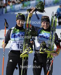 21.02.2010, Whistler, Canada (CAN):r-l: Magdalena Neuner (GER), Fischer, Rottefella, Exel, adidas, Simone Hauswald (GER), Fischer, Rottefella, Exel, adidas, Toko - Olympic Winter Games Vancouver 2010, biathlon, mass women, Whistler (CAN). www.nordicfocus.com. © NordicFocus. Every downloaded picture is fee-liable.