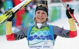 16.02.2010, Whistler, Canada (CAN): Magdalena Neuner (GER), Fischer, Rottefella, Exel, adidas - Olympic Winter Games Vancouver 2010, biathlon, pursuit women, Whistler (CAN). www.nordicfocus.com. © NordicFocus. Every downloaded picture is fee-liable.
