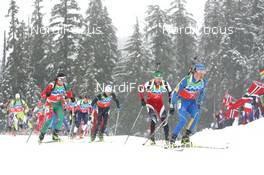26.02.2010, Whistler, Canada (CAN): Fredrik Lindstroem (SWE), Fischer, Rottefella, Swix, adidas Simon Eder (AUT), Fischer, Rottefella, Swix, Evgeny Abramenko (BLR), Fischer, Rottefella, Leki - Olympic Winter Games Vancouver 2010, biathlon, relay men, Whistler (CAN). www.nordicfocus.com. © NordicFocus. Every downloaded picture is fee-liable.