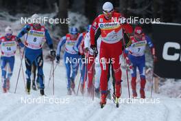 02.01.2010, Oberhof, Germany (GER): group, in front: Petter Northug (NOR), Fischer, Rottefella, Alpina, Ski Go, Swix   - FIS world cup cross-country, tour de ski, 15km men handicap start, Oberhof (GER). www.nordicfocus.com. © Hemmersbach/NordicFocus. Every downloaded picture is fee-liable.