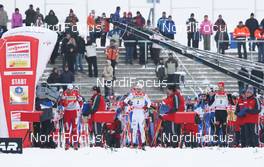 02.01.2010, Oberhof, Germany (GER): feature, start, l-r: Petter Northug (NOR), Fischer, Rottefella, Alpina, Ski Go, Swix, Marcus Hellner (SWE), Fischer, Salomon, Exel, Craft, Axel Teichmann (GER), Madshus, Rottefella, Swix, adidas, Toko  - FIS world cup cross-country, tour de ski, 15km men handicap start, Oberhof (GER). www.nordicfocus.com. © Hemmersbach/NordicFocus. Every downloaded picture is fee-liable.