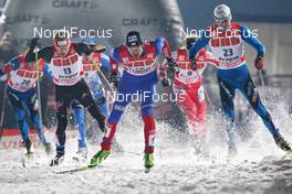 04.01.2010, Prag, Czech Republic (CZE): group, in front Dusan Kozisek (CZE), Fischer, Salomon, Botas, One Way, behind Tom Reichelt (GER), Madshus, Rottefella, One Way, adidas and Maurice Manificat (FRA), Fischer, Swix, Odlo  - FIS world cup cross-country, tour de ski, individual sprint, Prag (CZE). www.nordicfocus.com. © Hemmersbach/NordicFocus. Every downloaded picture is fee-liable.