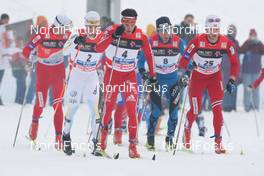 09.01.2010, Val di Fiemme, Italy (ITA): group, l-r: Petter Northug (NOR), Fischer, Rottefella, Alpina, Ski Go, Swix, Marcus Hellner (SWE), Fischer, Salomon, Exel, Craft, Dario Cologna (SUI), Fischer, Rottefella, Alpina, Swix, adidas, Jean Marc Gaillard (FRA), Fischer, Rottefella, Swix, Odlo, Martin Johnsrud Sundby (NOR), Fischer, Rottefella, Alpina, Swix  - FIS world cup cross-country, tour de ski, mass men, Val di Fiemme (ITA). www.nordicfocus.com. © Hemmersbach/NordicFocus. Every downloaded picture is fee-liable.