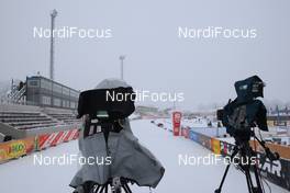 15.01.2010, Otepaeae, Estland (EST): venue, stadium, cameras close to the finish line - FIS world cup cross-country, training, Otepaeae (EST). www.nordicfocus.com. © Hemmersbach/NordicFocus. Every downloaded picture is fee-liable.