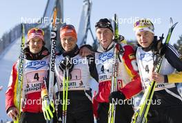 07.03.2010, Lahti, Finland (FIN): Team Germany (GER), (l-r) Hannes Dotzler, Tobias Angeer, Tim Tscharnke, Philipp Marschal  - FIS world cup cross-country, 4x10km men, Lahti (FIN). www.nordicfocus.com. © Laiho/NordicFocus. Every downloaded picture is fee-liable.