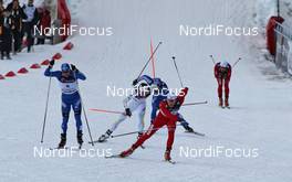 14.03.2010, Holmenkollen, Norway (NOR): final sprint , l-r: Alexei Petukhov (RUS), Madshus, Marcus Hellner (SWE), Fischer, Salomon, Exel, Craft, Anders Gloersen (NOR), Fischer  - FIS world cup cross-country, individual sprint, Holmenkollen (NOR). www.nordicfocus.com. © Hemmersbach/NordicFocus. Every downloaded picture is fee-liable.