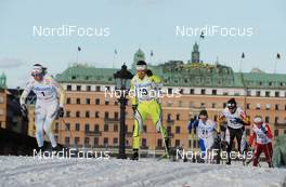 17.03.2010, Stockholm, Sweden (SWE): l-r: Anna Olsson (SWE), Fischer, Salomon, Katja Visnar (SLO), Fischer, Rottefella - FIS world cup cross-country, individual sprint, Stockholm (SWE). www.nordicfocus.com. © Felgenhauer/NordicFocus. Every downloaded picture is fee-liable.