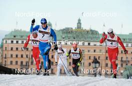 17.03.2010, Stockholm, Sweden (SWE): l-r: Oystein Pettersen (NOR), Rossignol, Swix, Nikita Kriukov (RUS), Rossignol, Rottefella, Swix, adidas, Ola Vigen Hattestad (NOR), Fischer, Rottefella, Swix  - FIS world cup cross-country, individual sprint, Stockholm (SWE). www.nordicfocus.com. © Felgenhauer/NordicFocus. Every downloaded picture is fee-liable.