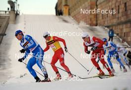 17.03.2010, Stockholm, Sweden (SWE): l-r: Alexander Panzhinskiy (RUS), Rossignol, Swix, adidas, Petter Northug (NOR), Fischer, Rottefella, Alpina, Ski Go, Swix , Eirik Brandsdal (NOR), Fischer, Alpina, Swix  - FIS world cup cross-country, individual sprint, Stockholm (SWE). www.nordicfocus.com. © Felgenhauer/NordicFocus. Every downloaded picture is fee-liable.
