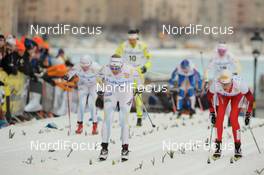 17.03.2010, Stockholm, Sweden (SWE): l-r: Anna Olsson (SWE), Fischer, Salomon,  Katerina Smutna (AUT), Fischer, Rottefella, Rossignol, Komperdell  - FIS world cup cross-country, individual sprint, Stockholm (SWE). www.nordicfocus.com. © Felgenhauer/NordicFocus. Every downloaded picture is fee-liable.