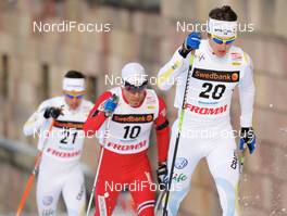 17.03.2010, Stockholm, Sweden (SWE): Teodor Peterson (SWE), Madshus, Alpina, One Way, Craft, leading in front of Eldar Roenning (NOR), Rossignol, Rottefella, Swix, Casco  - FIS world cup cross-country, individual sprint, Stockholm (SWE). www.nordicfocus.com. © Felgenhauer/NordicFocus. Every downloaded picture is fee-liable.