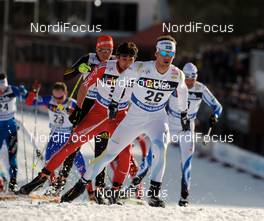 20.03.2010, Falun, Sweden (SWE): Anders Soedergren (SWE), Fischer, Salomon, Craft, leading ahead of Curdin Perl (SUI), Rossignol, Rottefella, Leki, adidas and Tobias Angerer (GER), Rossignol, Rottefella, One Way, adidas  - FIS world cup cross-country, pursuit men, Falun (SWE). www.nordicfocus.com. Â© Felgenhauer/NordicFocus. Every downloaded picture is fee-liable.