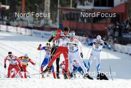 20.03.2010, Falun, Sweden (SWE): Anders Soedergren (SWE), Fischer, Salomon, Craft, leading ahead of Curdin Perl (SUI), Rossignol, Rottefella, Leki, adidas  - FIS world cup cross-country, pursuit men, Falun (SWE). www.nordicfocus.com. © Felgenhauer/NordicFocus. Every downloaded picture is fee-liable.