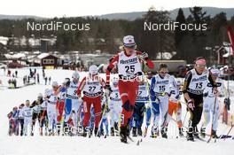 20.03.2010, Falun, Sweden (SWE): l-r: Therese Johaug (NOR), Fischer, Salomon, Swix, Kristin Stoermer Steira (NOR), Madshus, Salomon, One Way, Swix, Marianna Longa (ITA), Fischer, Salomon, One Way, Evi Sachenbacher Stehle (GER), Madshus, Rottefella, Leki, adidas  - FIS world cup cross-country, pursuit women, Falun (SWE). www.nordicfocus.com. © Felgenhauer/NordicFocus. Every downloaded picture is fee-liable.