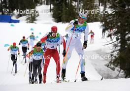 28.02.2010, Whistler, Canada (CAN): l-r: Dario Cologna (SUI), Fischer, Rottefella, Alpina, Swix, adidas, Marcus Hellner (SWE), Fischer, Salomon, Exel, Craft  - Olympic Winter Games Vancouver 2010, cross-country, mass men, Whistler (CAN). www.nordicfocus.com. © NordicFocus. Every downloaded picture is fee-liable.