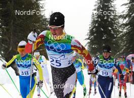 27.02.2010, Whistler, Canada (CAN): Sara Renner (CAN), Fischer, Salomon, leading a chasing group - Olympic Winter Games Vancouver 2010, cross-country, mass women, Whistler (CAN). www.nordicfocus.com. © NordicFocus. Every downloaded picture is fee-liable.