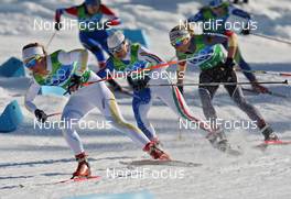 22.02.2010, Whistler, Canada (CAN): group, l-r: Anna Haag (SWE), Atomic, Rottefella, Alpina, Exel, Craft, Arianna Follis (ITA), Fischer, Salomon, Swix, Claudia Nystad (GER), Atomic, Leki, adidas, Toko  - Olympic Winter Games Vancouver 2010, cross-country, team sprint, Whistler (CAN). www.nordicfocus.com. © NordicFocus. Every downloaded picture is fee-liable.