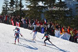 22.02.2010, Whistler, Canada (CAN): feature, group, l-r: Irina Khazova (RUS), Fischer, Rottefella, Alpina, Swix, adidas, Riitta Liisa Roponen (FIN), Atomic, Salomon, Leki, Magda Genuin (ITA), Rossignol, Rottefella, One Way, Karine Laurent Philippot (FRA), Rossignol, Rottefella, One Way, Odlo  - Olympic Winter Games Vancouver 2010, cross-country, team sprint, Whistler (CAN). www.nordicfocus.com. © NordicFocus. Every downloaded picture is fee-liable.