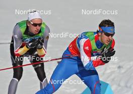 22.02.2010, Whistler, Canada (CAN): group, in front Nikolay Morilov (RUS), Madshus, Rottefella, adidas, behind Tim Tscharnke (GER), Fischer, Rottefella, Swix  - Olympic Winter Games Vancouver 2010, cross-country, team sprint, Whistler (CAN). www.nordicfocus.com. © NordicFocus. Every downloaded picture is fee-liable.