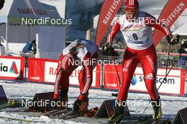 16.01.2010, Marbach, Switzerland (SUI): Patricia Sprecher (SUI) and Stefanie Sprecher change skis - Swiss National Championships 2010, cross-country, womens pursuit, Marbach (SUI). www.nordicfocus.com. © Manzoni/NordicFocus. Every downloaded picture is fee-liable.