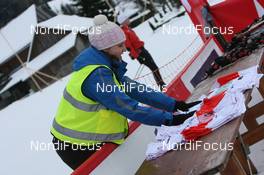 17.01.2010, Marbach, Switzerland (SUI): Brigitte Zihlmann (SUI) organise the bips - Swiss National Championships 2010, cross-country, relay women, Marbach (SUI). www.nordicfocus.com. © Manzoni/NordicFocus. Every downloaded picture is fee-liable.