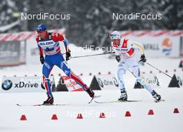 21.11.2010, Gaellivare, Sweden (SWE): group, l-r: Alexander Legkov (RUS), Madshus, Rottefella, Swix, adidas, Marcus Hellner (SWE), Fischer, Salomon, Exel, Craft  - FIS world cup cross-country, 4x10km men, Gaellivare (SWE). www.nordicfocus.com. © Hemmersbach/NordicFocus. Every downloaded picture is fee-liable.
